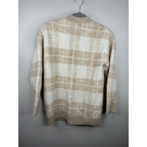 Rails Runi Oversized Cardigan Ivory Sand Plaid Size XXS 2XS NWT Wool Blend Cardi - Picture 5 of 6